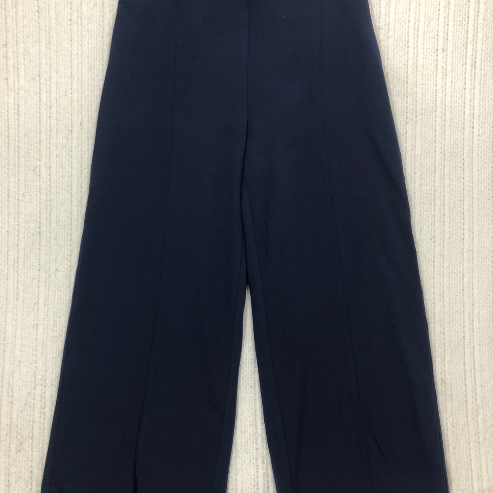 Chicos Fabulously Slimming Crop Pants Navy Blue Wide Leg Pull On Size 0 Small